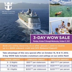 Royal Caribbean 3 Day Wow Sale