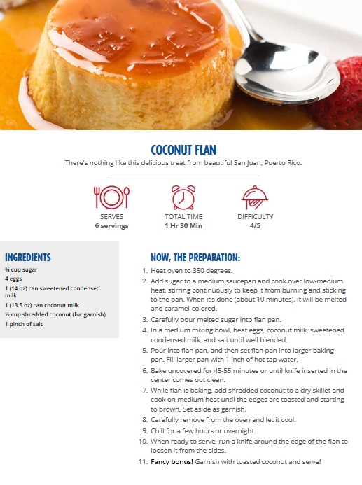 Carnival Coconut Flan Recipe